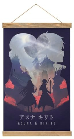 MOJDI Asuna Kirito SAO Anime Scroll Poster Stoff Bild Kunst Holz DIY Rahmen Hängende Druck Aufhänger Für Raumdekor Öl Leinwand Kit Geschenk