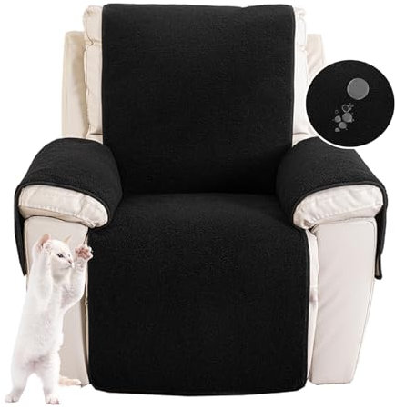 Sofa Armlehnenbezüge, Sesselschoner Sesselauflage, Fernsehsessel Schutzbezug Anti-Rutsch, Relaxsessel Bezüg Sesselüberzug für Zuhause mit Kindern und Haustieren Hund (Schwarz,M(22*82)56*207CM)