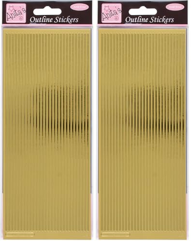 Anita's Straight Line Borders Outline Stickers - Gold, 10.3 x 0.05 x 27.3 cm (Pack of 2)