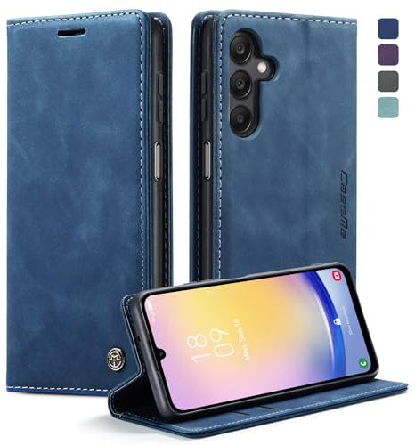 KZB Funda para Samsung Galaxy A25 5G Libro Fundas con Tapa Móvil Cuero Carcasa Magnética Tarjetero Soporte Protector Flip Cartera Antigolpes Case para Samsung Galaxy A25 5G 6,5'' - Azul