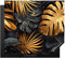 KitchenYeah© Protection Pour Plaque Induction 58x51 cm Deco Cuisine Protégé Cache De Cuisson Vitroceramique Feuilles - Or - Noir - Nature - 58x51 cm