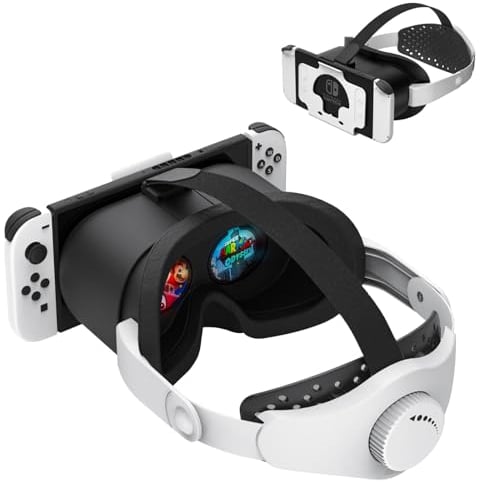 Gaekol VR Headset with Elite Strap for Nintendo Switch & OLED, 3D VR Glasses with Adjustable Lens & Lightweight Headset Strap for Switch Labo VR