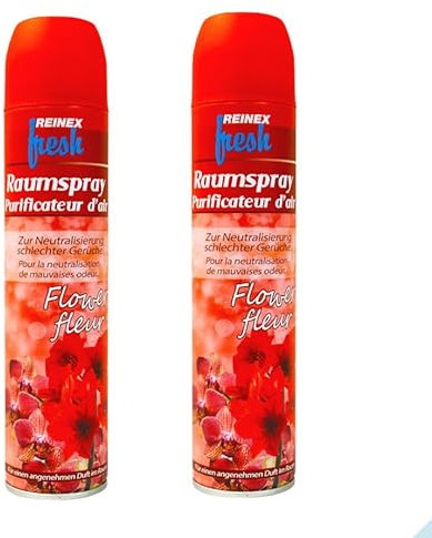 Raumspray 300 ml von Reinex Duftspray Lufterfrischer blumig Flower (2 Flaschen)