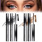 4 Stöcke Metal Mascara, 3D Curling Voluminous Wasserdichte Metall Mascara - Wasserfeste Borstenlose, Kein Verklumpen oder Ausbluten, mit Extra Schlanker Metall-Bürste (Schwarz, Braun)