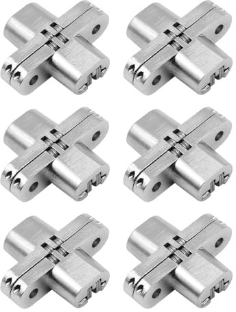 Sarini Lot de 6 charnières cachées à 180°, charnières de porte de placard de cuisine, sans trou pour tasse, butée d'angle de porte et butée intérieure, charnières de porte, placard de cuisine, porte d