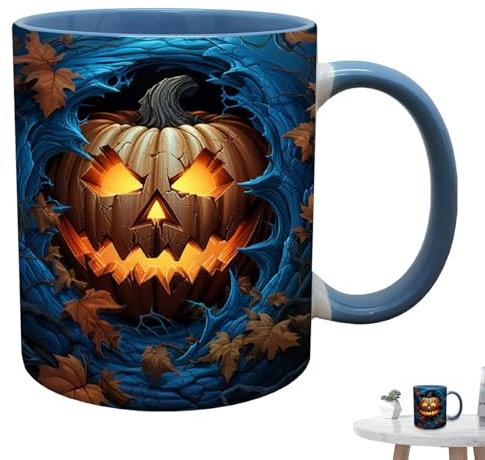Tazza da caffè per Halloween, in ceramica, horror zucca, spirito, ragno, tazza da caffè, per tè, succhi di frutta, latte, Halloween, puntelli di scena 400 ml