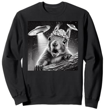 Lustiges Alien Eichhörnchen Selfie mit Alu-Hut UFO Begegnung Sweatshirt