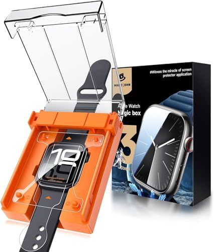 MAGIC JOHN 2 Pack for Apple Watch Series SE/6/5/4 44MM Screen Protector | Automatic Align Tech, Self-Healing, High Touch Sensitivity, Anti Scratch, Bubble Free, HD Transparent