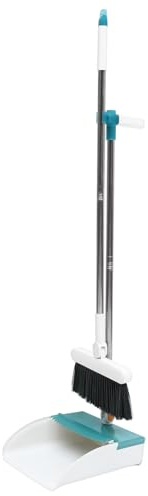 TEMPNAP Dustpan and Broom Set, Household Broom and Sweep Brush with Long Handle, Stainless Steel and Plastic, Easy Storage, Dense Bristles, for Home Cleaning Random Color