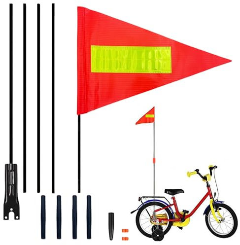 SYXLS Triangle Security Flag With Reflective Strip, Easy To Attract Attention And Protect People's Security, Adjustable Bicycle Flag, Suitable For Security Flags Of Various Vehicles
