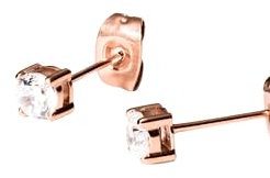 Purelei® Pristine Ohrstecker klein – Zeitlose Eleganz mit funkelndem Zirkonia, Edelstahl 18K vergoldet, 4 mm (Rosegold)