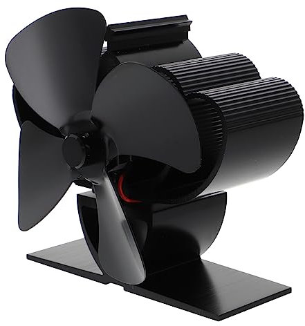 GLEAVI 1 Pz ventilatore del termoventilatore per caminetto Fan per la stufa a bronchere di tronchi ventilatore della stufa del Lega di alluminio Nero