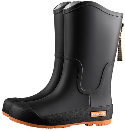 Bottes en Caoutchouc pour Femmes à Tige Haute imperméables antidérapantes Bottes de Pluie avec Fermeture éclair Bottes de Trekking légères Chaussures de Pluie Confortables Bottes de Jardin pour Le