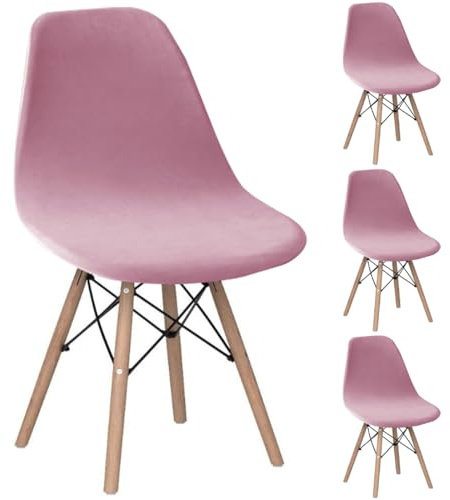 Levoberg Housse de Chaise Scandinave en Velours Lot de 4 Housses de Chaise de Salle à Manger Extensibles Couverture Protection Chaises Scandinaves Lavable pour Cuisine Maison Hôtel Rose