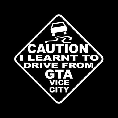 CHSLO Auto Aufkleber VORSICHT ICH HABE DAS FAHREN VON GTA VICE CITY GELERNT Automobile Motorräder Exterieur Zubehör Vinyl Aufkleber