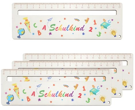 4 Stück Holz Lesezeichen Leselineal, 17cm Lineal Holz Oberfläche Lesehilfe Lineal als personalisierte Geschenke Einschulung, Leselineal Geschenk zur Einschulung Junge, Sachen für die Schultüte
