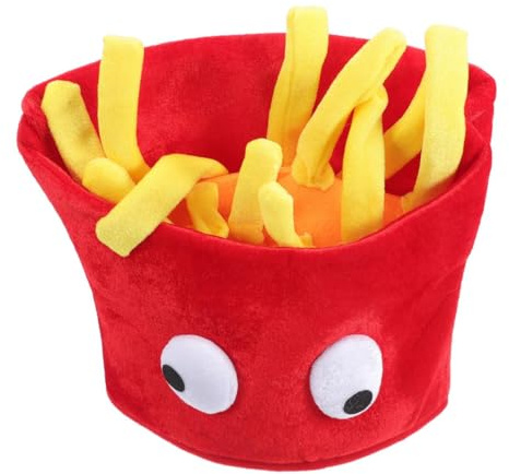 Durlo Lustiger Pommes-Frites-Hut, Kostüm-Partyhut, übergroße Essens-Cosplay-Kappe für Halloween, Geburtstagsfeiern, Karneval