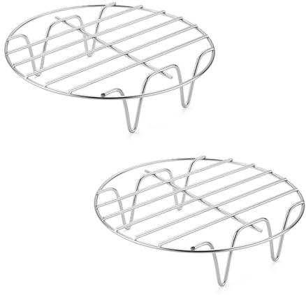 Griglia per friggitrice ad aria da 15,2 cm, confezione da 2 vassoi in acciaio inox, multiuso, per cottura a vapore, tostatura, asciugatura al forno, per friggitrici, pentole, pentole a pressione
