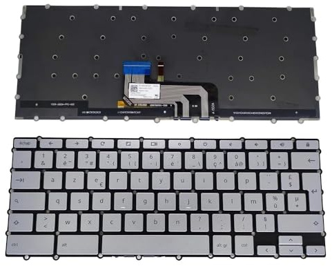 HAOOZAE For AZERTY French Backlit Keyboard For ASUS for Chromebook C434 C434TA C425 C425TA FR Nordic Laptop Keyboards Silver Keycap 0KN1-7E1FR12 Easy to replace