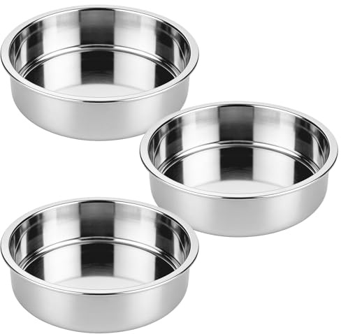 tifanso Set of 3 Stainless Steel Cake Pans - 8 Inch Round Layer Cake Baking Pan Molds, Stackable Even Heating Baking Set, Dishwasher Safe Bakeware Tins for Home Bakers, Birthday Party Wedding