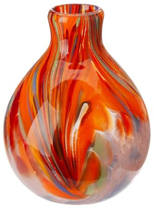 Vase Dream en Verre - Orange - Hauteur : 24 cm - Diamètre : 18 cm - Vase à Fleurs coloré et imperméable
