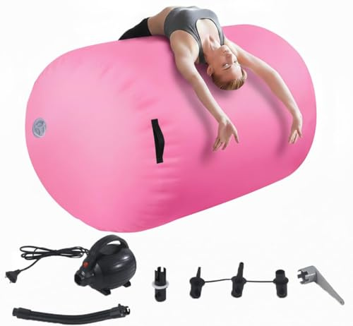 KernGut 60/75/90 cm Air Matte Rolle Aufblasbare Gymnastik Fass Track Roll-Pad, Air Roller Gymnastik Rolle Turnen mit Elektrischer Luftpumpe, Campus Yoga Cheerleading Fitness Training