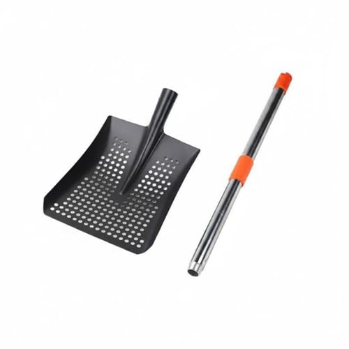 RNXRZANK Pala Extensible para Drenaje con Mango, Pala Cuadrada Perforada Negra con Mango Telescópico De Acero Inoxidable De 80 Cm Longitud Total 87-115 Cm