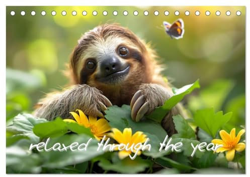 sweet sloths - relaxed throughout the year (Tischkalender 2025 DIN A5 quer), CALVENDO Monatskalender