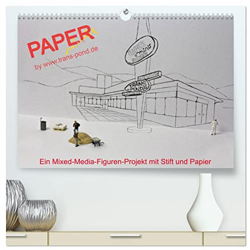PAPERminis – Ein Mixed-Media-Figuren-Projekt mit Stift und Papier (hochwertiger Premium Wandkalender 2025 DIN A2 quer), Kunstdruck in Hochglanz