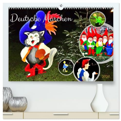 Deutsche Märchen (hochwertiger Premium Wandkalender 2026 DIN A2 quer), Kunstdruck in Hochglanz: Figuren aus den Märchen der Gebrüder Grimm (CALVENDO Kunst)