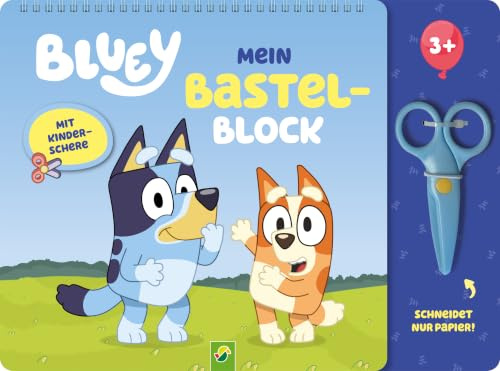 Bluey Mein Bastelblock mit kindersicherer Schere: Ausschneidebuch für Kinder ab 3 Jahren | 45 Bastelvorlagen I Bastelbuch