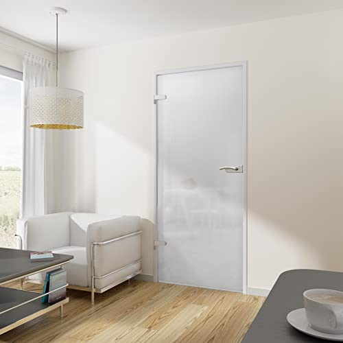 inova Glas-Drehtür 834x1972x8mm satiniert Milchglas DIN Links + Studio-Beschlag „05“ Komplettset Echtglas Glastür Wohnungstür