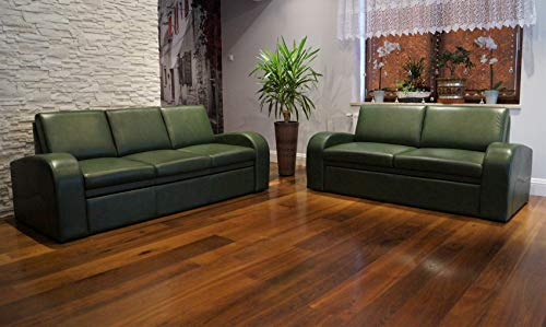 Quattro Meble Grün Echtleder Sofagarnitur Oslo FS 2,5er + 3 er mit Schlaffunktion Ledersofa Echt Leder Couchgarnitur Möbel Set große Farbauswahl !!!