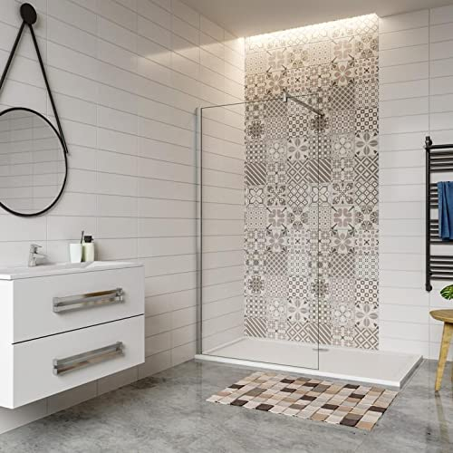 Mampara ducha Panel Pantalla Fija cristal 8mm templado para baño Barra 140cm (110x200cm)