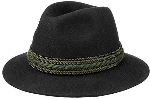 Lodenhut Manufaktur Landsgut Traveller Hut Wollfilzhut Kordelband Uni Herren Sommer Winter schwarz 57 cm