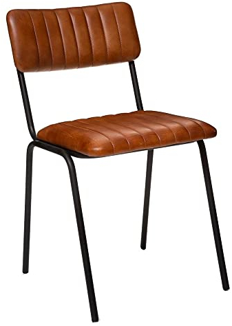 Atmosphera - Stuhl Dario cognacfarben - Metall und Leder - Cognac-braun
