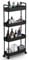 SOLEJAZZ 4-Tier Storage Trolley Cart Slide-out Slim Rolling Utility Cart Mobile Storage Shelving Organizer for Kitchen, Bathroom, Laundry Room, Bedroom, Narrow Places, Plastic, Black