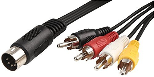 PRO SIGNAL PSG00908 5 Pin 180 Degree DIN Male to 4x Phono (RCA) Male Lead, 1.2m Black