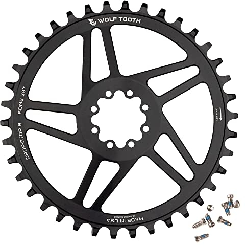 Wolf Tooth Direct Mount Round Gravel Road Bike Chainrings for SRAM 8-Bolt Cranks (40 Tooth, Drop-Stop B, MTB)