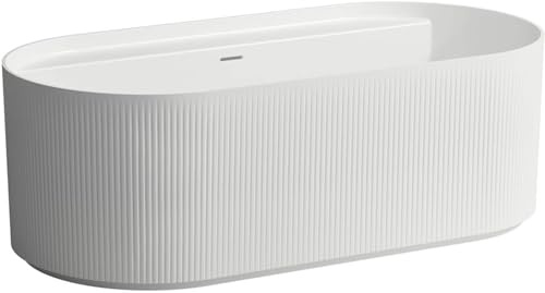 Laufen Sonar bañera, exenta, 1600x815x535mm, 2 deslizamientos hacia atrás, con textura superficial exterior, blanco, H2213420000001, Versión: sin taladros para grifería de bañera