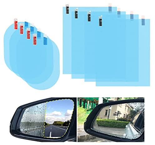 AUXSOUL 8 Stück Rückspiegel Regenschutzfolie, Regenschutzfolie Auto Regenfest, wasserdichte Spiegelfolie für Autospiegel und Seitenfenster