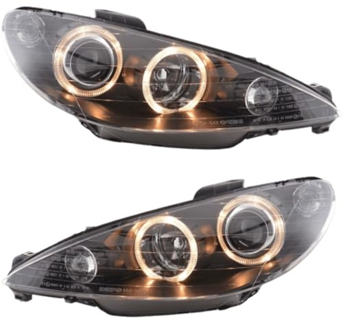 CR-Lights Scheinwerfer Set für Peugeot 206 2002-2007 Angel Eyes in schwarz