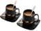 Lot de 2 tasses à café expresso Americano de luxe européen en marbre grain doré bord doré latte tasse à café fantaisie cappuccino après-midi rouge tasse à thé rouge 250 ml (110 ml, noir)