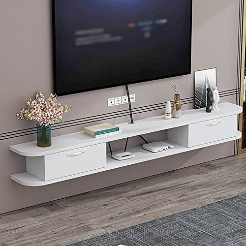 Mobile TV sospeso, mobile TV sospeso, pensile porta router a parete con 2 cassetti, risparmio di spazio/C / 150cm