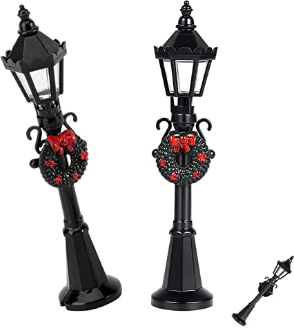 2Pcs Miniatur Straßenlaterne Mini Eisenbahn Zug Post Licht Landschaft Ornament Straßenlaterne Modelle für Modellbau Feengarten Zubehör Puppenhaus Dekoration