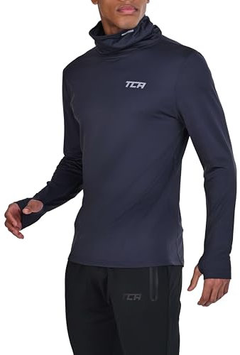 TCA Herren Warm-Up Trichterhals Thermo Laufshirt - Dunkelgrau, XL
