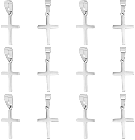 UNICRAFTALE 16 Stück Kreuz Anhänger 304 Edelstahl Anhänger Kreuz Charms 3.5x7 mm Loch Religion Anhänger 20.5 mm Lange Metall Charms Ohrring Armband Anhänger Für Die Schmuckherstellung