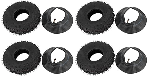 Oikabio 4X 4.10-4 410-4 4.10/3.50-4 Innenrohr + Reifen für Gartenrototiller Schneefräsen Mäher Hand Truck Schubkarre Go Cart