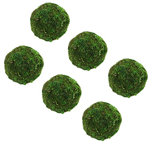 SUPVOX Mooskugel, natürliche, grüne Mooskugeln mit handgefertigten, dekorativen Moos-Hängekugeln für Zuhause, Garten, Party, Hochzeit, Display, Zubehör, Foto-Requisiten, 6 Stück