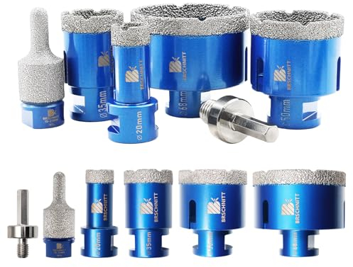 Diamantbohrer Fliesenbohrer Set -20/35/50/68mm Diamantbohrer &10-25mm Diamant Fingerfräser ein Adapter für Porzellan Fliese Granit Marmor Trockenbohren